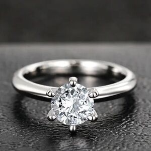 Moissanite 5 carat VVS 1 d colorless Silver Solitaire Ring No gra